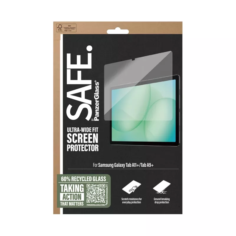 PanzerGlass SAFE. by ® Screen Protector Samsung Galaxy Tab A11+ | Tab A9+ | Ultra-Wide Fit