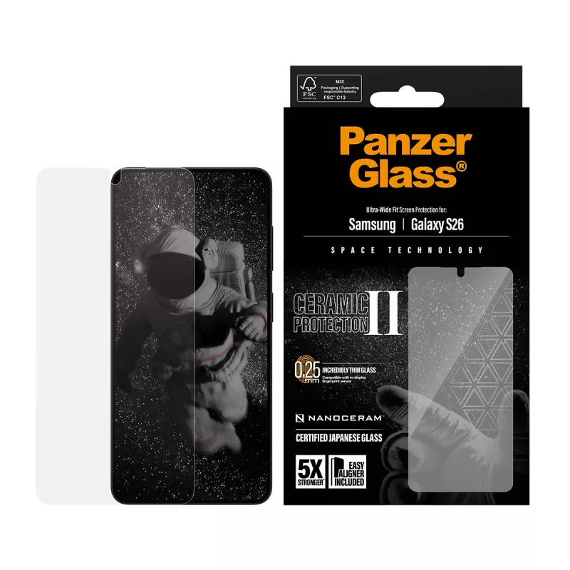 PanzerGlass ® Ceramic Screen Protector Samsung Galaxy S26 | Ultra-Wide Fit w. EasyAligner