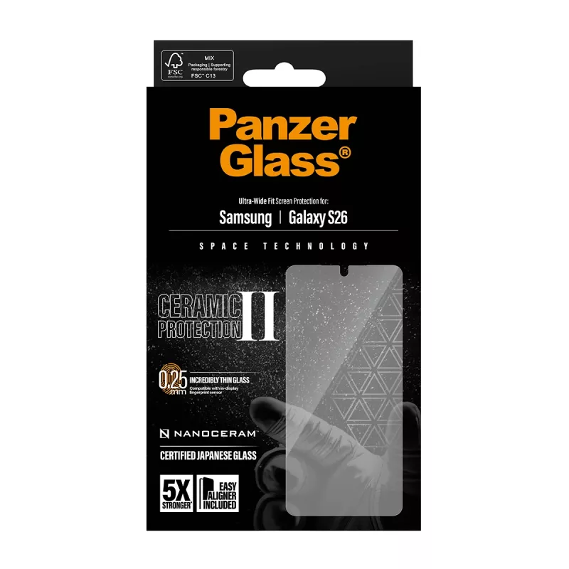 PanzerGlass ® Ceramic Screen Protector Samsung Galaxy S26 | Ultra-Wide Fit w. EasyAligner