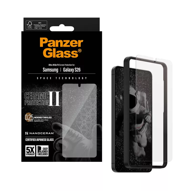 PanzerGlass ® Ceramic Screen Protector Samsung Galaxy S26 | Ultra-Wide Fit w. EasyAligner