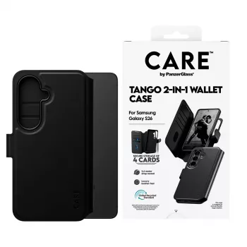 PanzerGlass CARE 2-in-1 Wallet Case with Qi for Samsung Galaxy S26, transparent cover