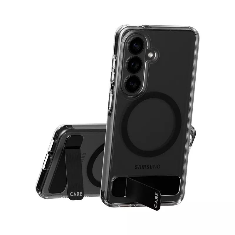 Protective cover PanzerGlass CARE™ Urban Explorer Case for Samsung Galaxy S26, transparent with black kickstand and Qi support