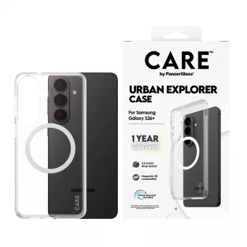 Protective cover PanzerGlass CARE Urban Explorer Case for Samsung Galaxy S26+ — transparent, white Qi compatible