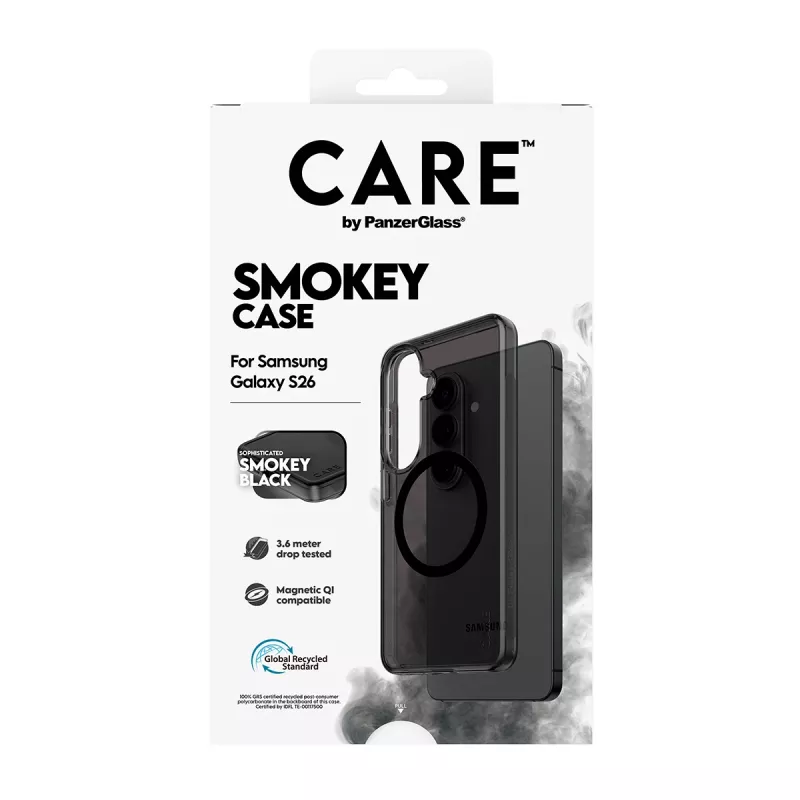 Protective phone cover PanzerGlass CARE™ Smokey Case with Black Qi for Samsung Galaxy S26