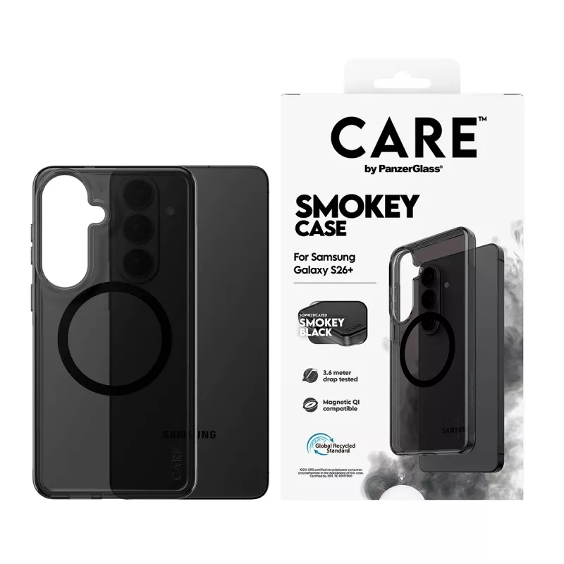 PanzerGlass CARE™ by ® Urban Explorer Case Smokey w. Black Qi Samsung Galaxy S26+