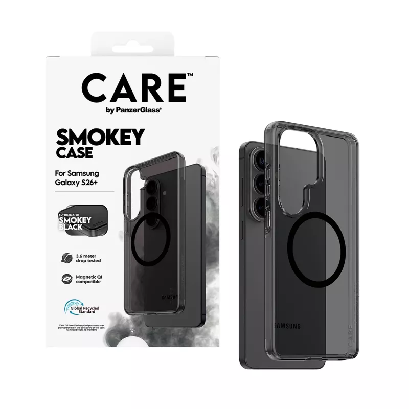 PanzerGlass CARE™ by ® Urban Explorer Case Smokey w. Black Qi Samsung Galaxy S26+
