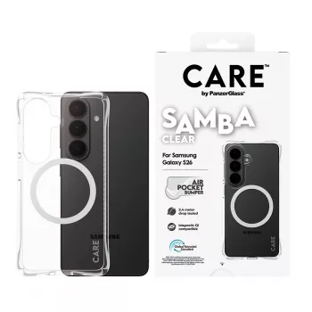 Protective Phone Case PanzerGlass CARE Samba Transparent with White Qi for Samsung Galaxy S26