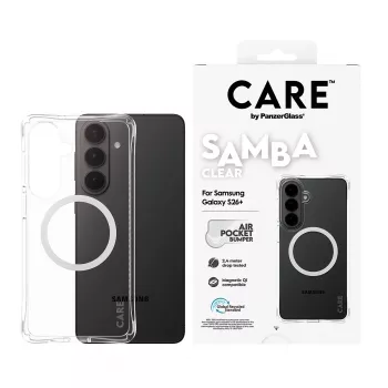 PanzerGlass CARE™ by ® Samba Case Transparent w. White Qi Samsung Galaxy S26+