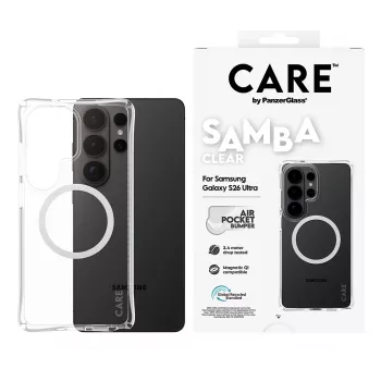 PanzerGlass CARE™ by ® Samba Case Transparent w. White Qi Samsung Galaxy S26 Ultra