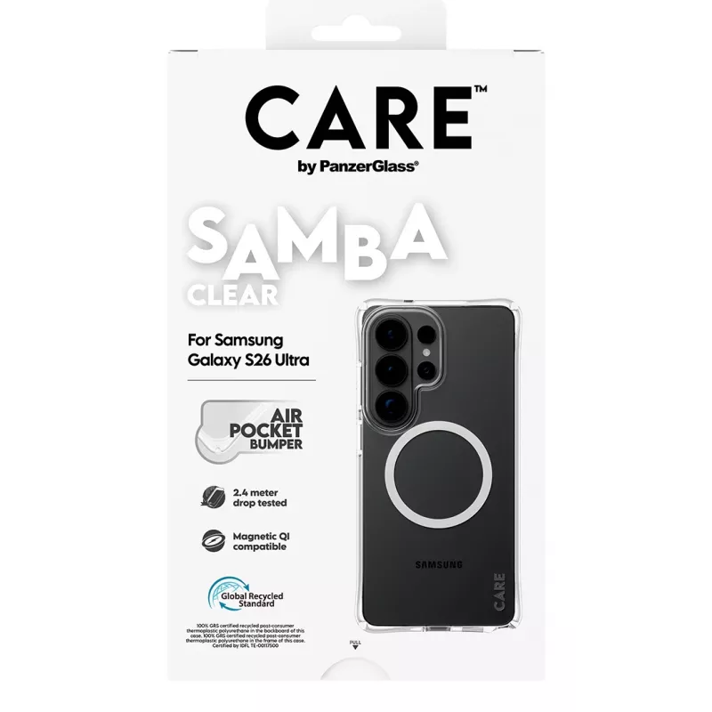 PanzerGlass CARE™ by ® Samba Case Transparent w. White Qi Samsung Galaxy S26 Ultra
