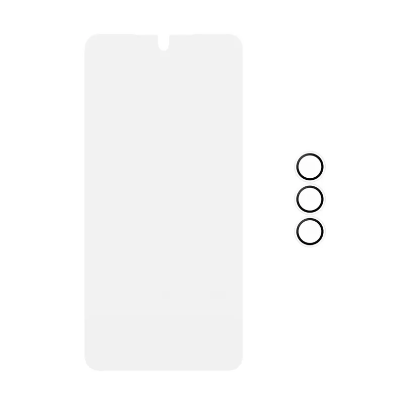 PanzerGlass screen protector bundle for Samsung Galaxy S26 — Hoops 2-in-1 Ultra-Wide Fit, tempered glass + PET/silicone layers