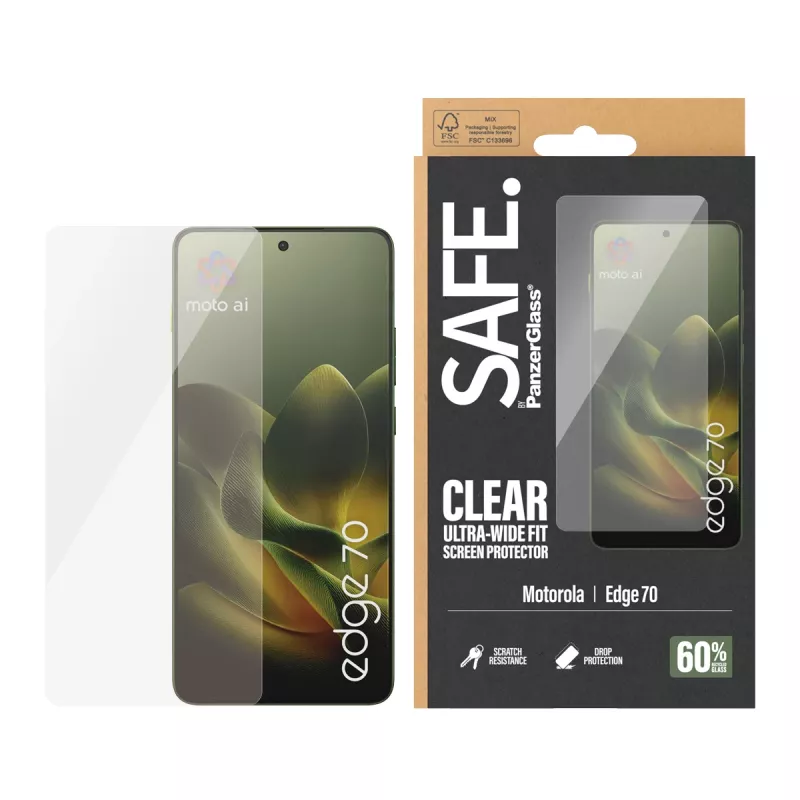 PanzerGlass SAFE. by ® Screen Protector Motorola Edge 70 | Ultra-Wide Fit