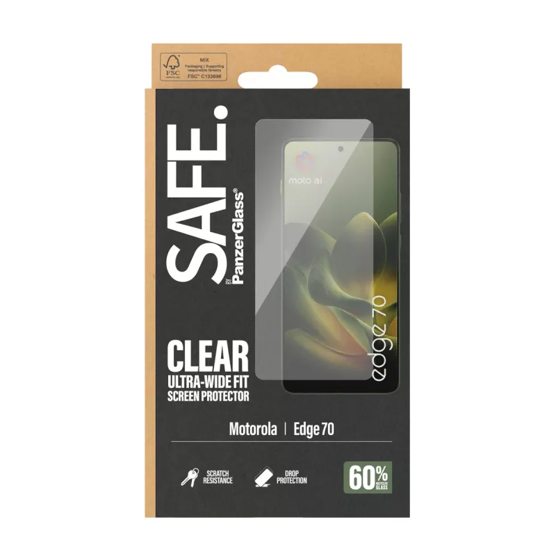 PanzerGlass SAFE. by ® Screen Protector Motorola Edge 70 | Ultra-Wide Fit