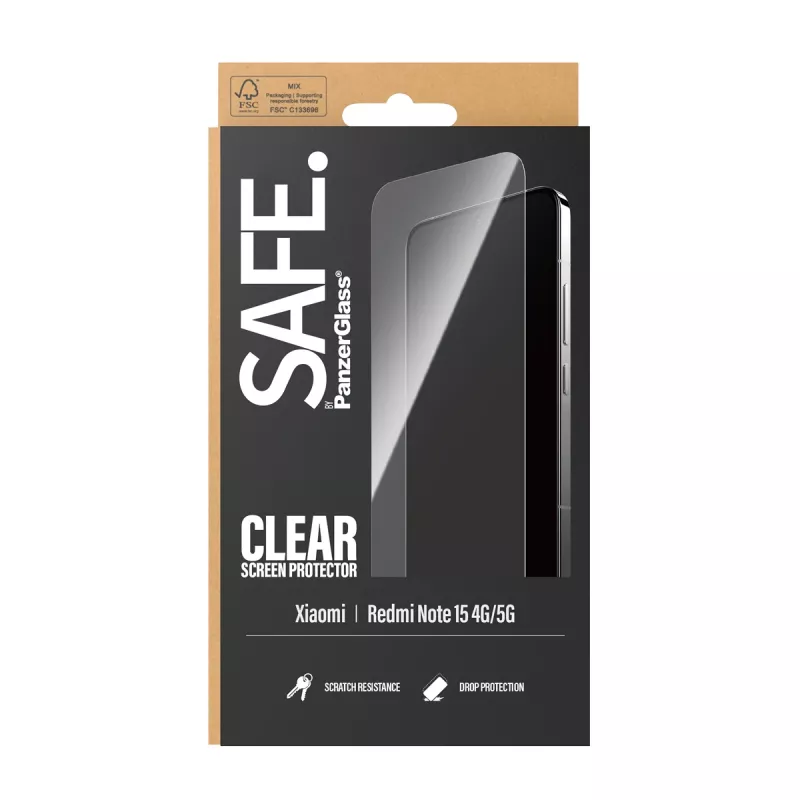 PanzerGlass SAFE. by ® Screen Protector Xiaomi Redmi Note 15 4G | 5G | Ultra-Wide Fit