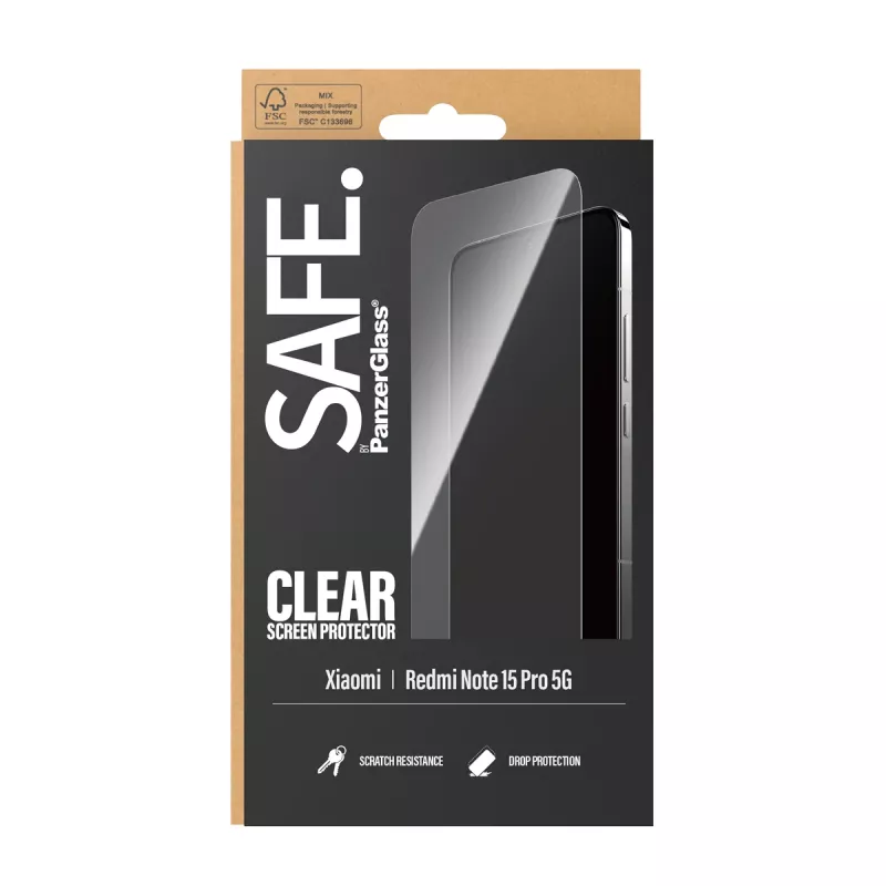 PanzerGlass SAFE. by ® Screen Protector Xiaomi Redmi Note 15 Pro 5G | Ultra-Wide Fit