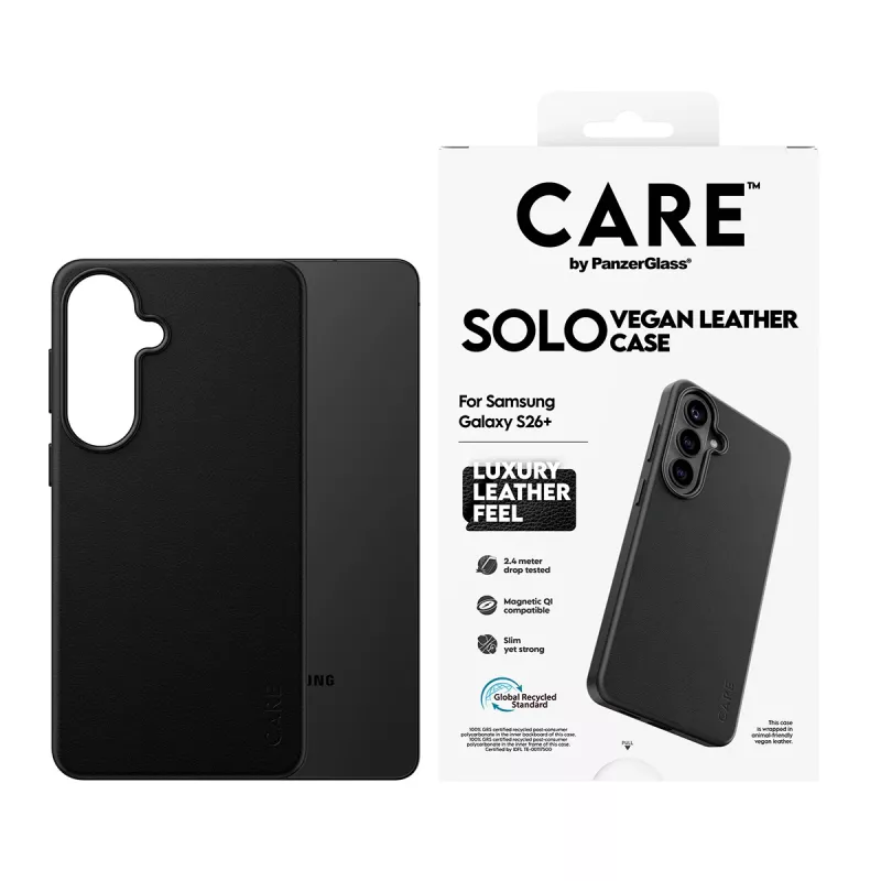 Phone cover PanzerGlass CARE Solo Case for Samsung Galaxy S26+ — Black, compatible with Galaxy S26+