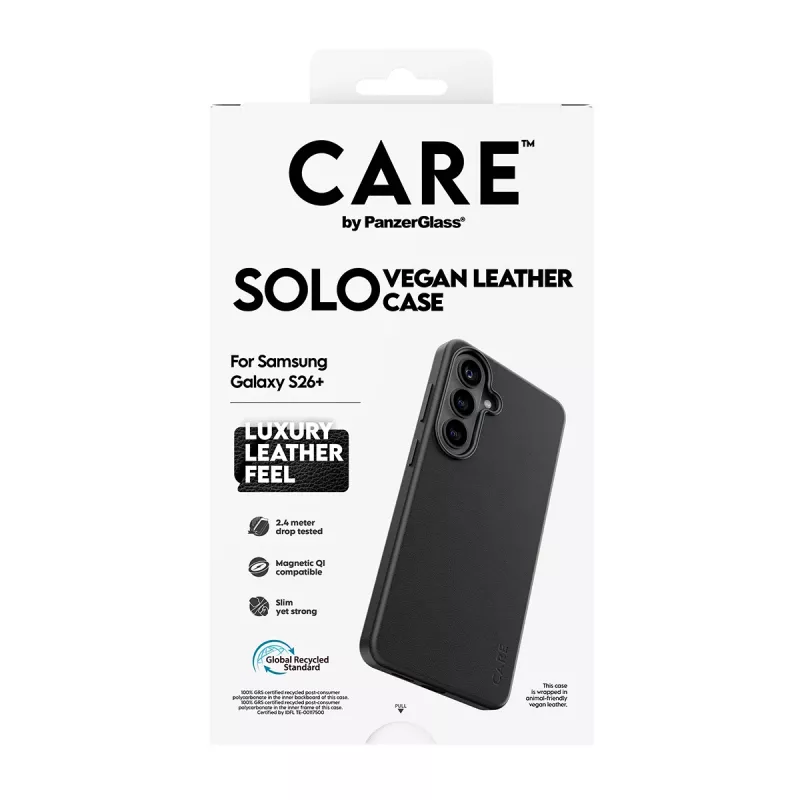 Phone cover PanzerGlass CARE Solo Case for Samsung Galaxy S26+ — Black, compatible with Galaxy S26+