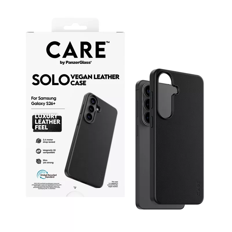 Phone cover PanzerGlass CARE Solo Case for Samsung Galaxy S26+ — Black, compatible with Galaxy S26+