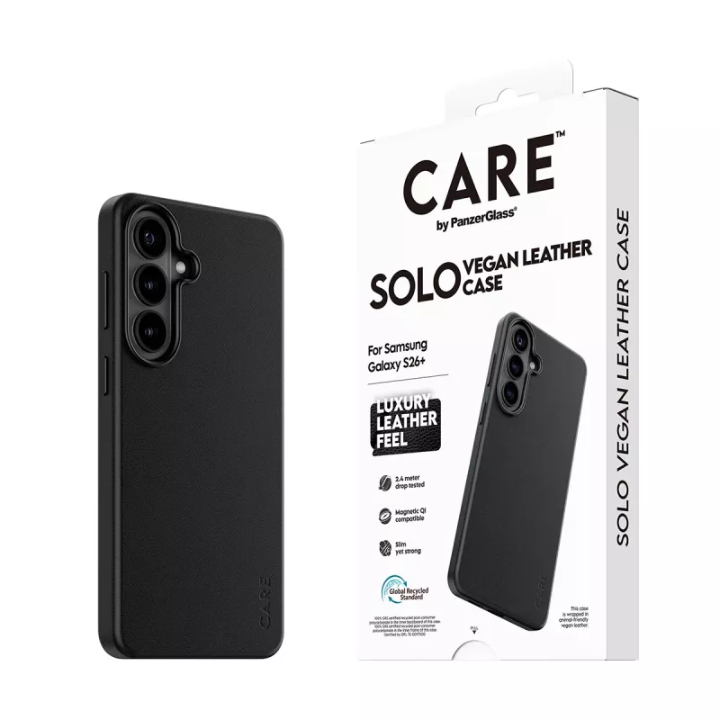Phone cover PanzerGlass CARE Solo Case for Samsung Galaxy S26+ — Black, compatible with Galaxy S26+