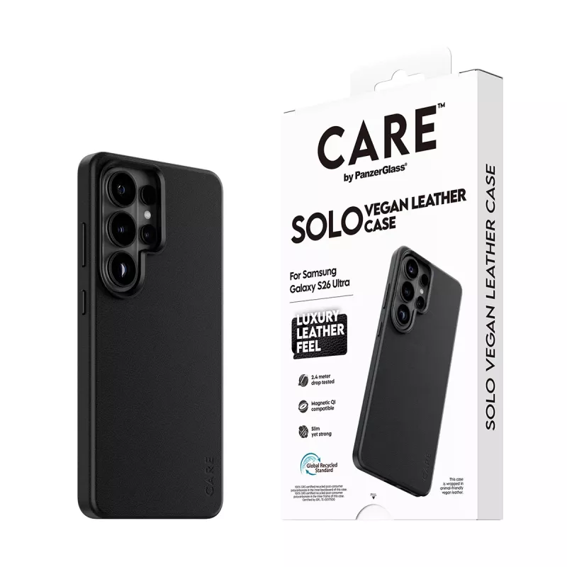 Phone case PanzerGlass CARE Solo Cover for Samsung Galaxy S26 Ultra, Black, Qi-compatible