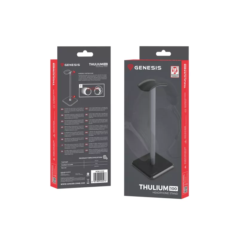 Headset stand GENESIS NGM-2232 ABS Aluminium TPU Black Grey