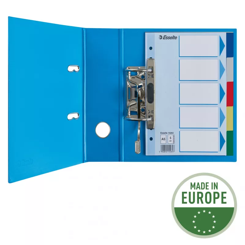 Divider tabs ESSELTE 5-part A5 polypropylene colored, for filing and indexing