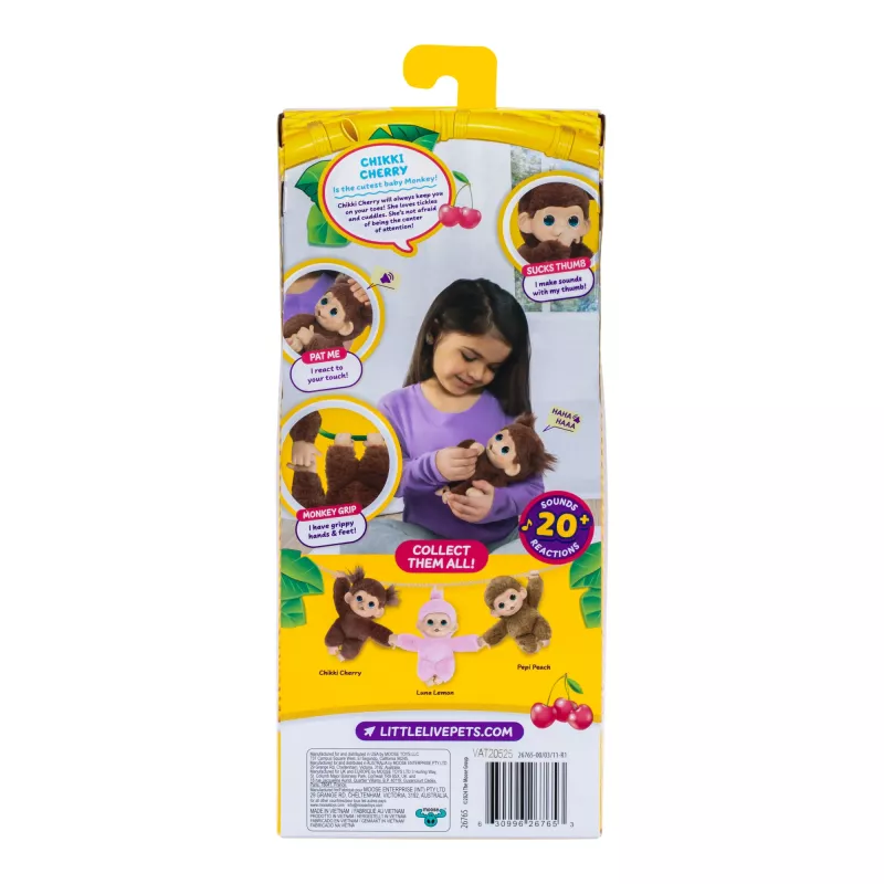 Moose Toys Little Live Pets My Baby Monkey 'Chikki Cherry', Boy/Girl, 2 yr(s), Sounding