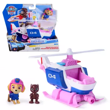 PAW Patrol : Search & Rescue, Skye Rescue Helicopter with 2 Figures, Hero Helicopter Toy with Pull-Back Action, Kids Toys for Boys & Girls Ages 3+