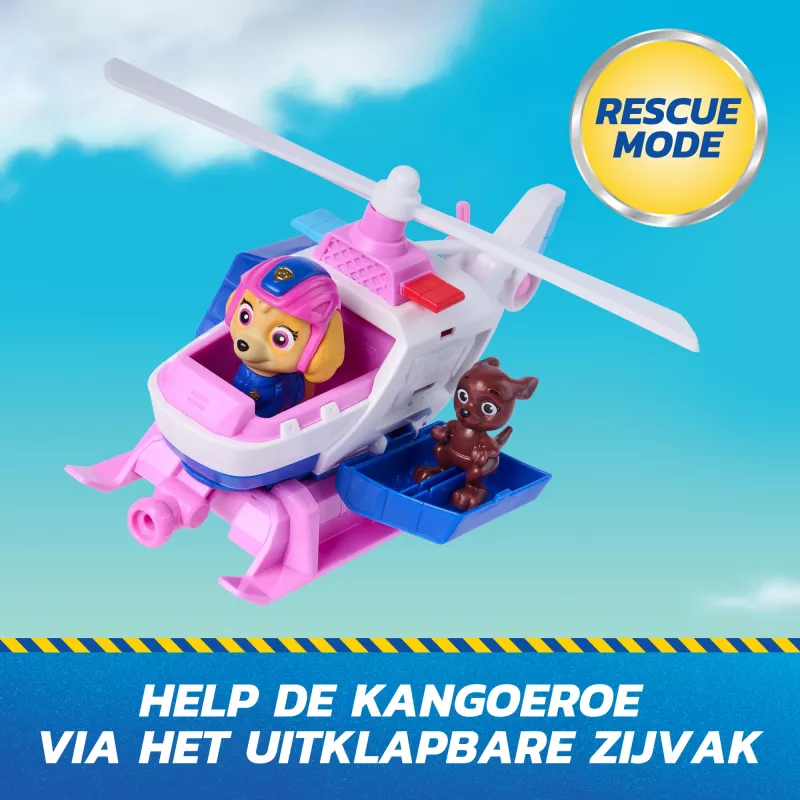 PAW Patrol : Search & Rescue, Skye Rescue Helicopter with 2 Figures, Hero Helicopter Toy with Pull-Back Action, Kids Toys for Boys & Girls Ages 3+