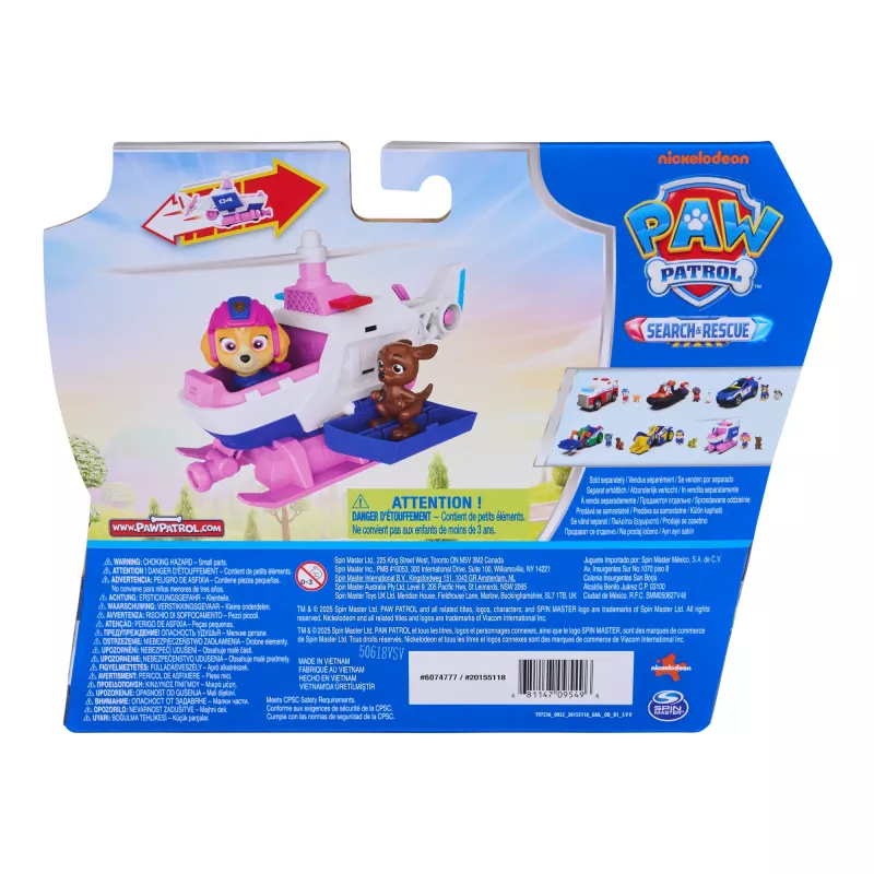 PAW Patrol : Search & Rescue, Skye Rescue Helicopter with 2 Figures, Hero Helicopter Toy with Pull-Back Action, Kids Toys for Boys & Girls Ages 3+