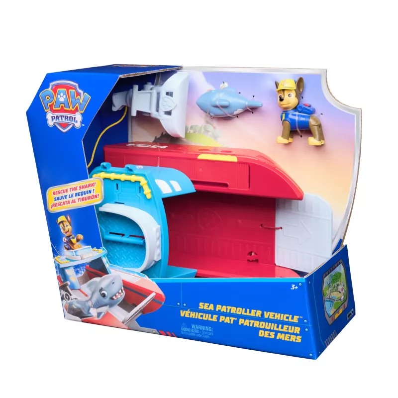 PAW Patrol Sea Patroller Vehicle with Chase and Shark Figure, 2 Patrol Modes, Kids Toys for Boys and Girls Ages 3 and Up