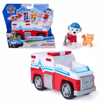 PAW Patrol : Search & Rescue, Marshall Rescue Responder Vehicle with 2 Figures, Toy Truck with Pull-Back Action, Kids Toys for Boys & Girls Ages 3+