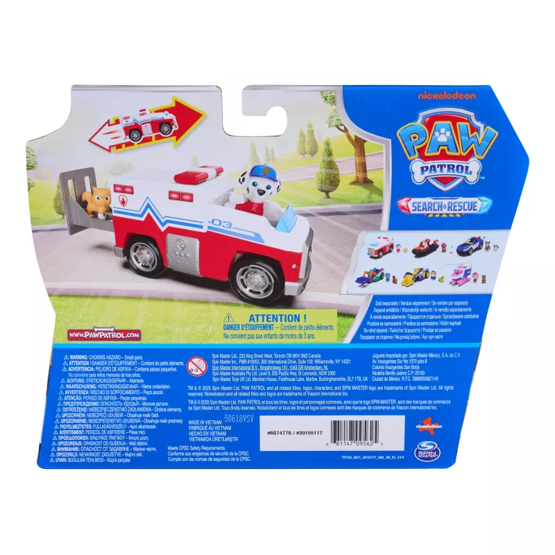 PAW Patrol : Search & Rescue, Marshall Rescue Responder Vehicle with 2 Figures, Toy Truck with Pull-Back Action, Kids Toys for Boys & Girls Ages 3+