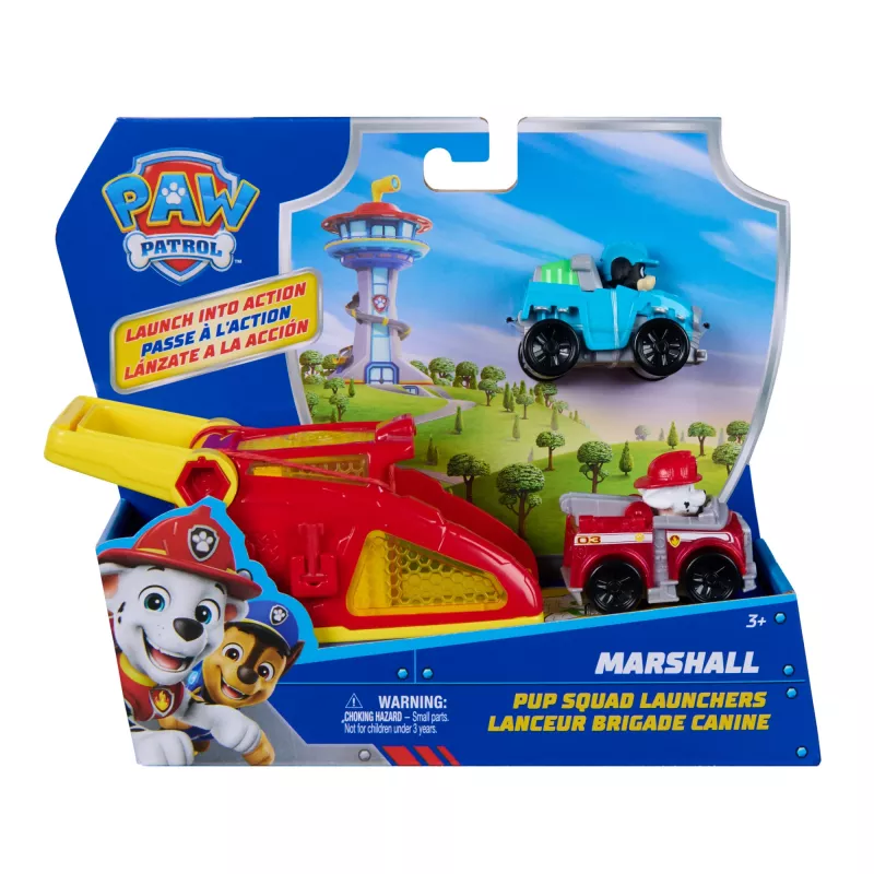 PAW Patrol Marshall Pup Squad Launchers with Rex Vehicle 2-Pack, Kids Toys for Boys and Girls Ages 3 and Up