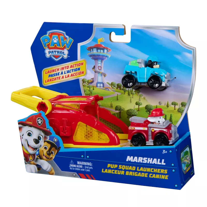 PAW Patrol Marshall Pup Squad Launchers with Rex Vehicle 2-Pack, Kids Toys for Boys and Girls Ages 3 and Up