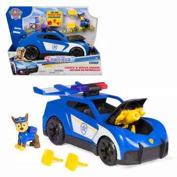 PAW Patrol : Search & Rescue, Chase Launch 'N' Rescue Cruiser with Figure & 2 Projectiles, Lights, Sounds, & Hidden Launcher, Kids Toys for Boys & Girls Ages 3 and up