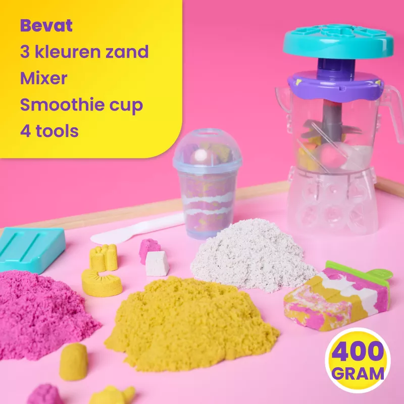 Kinetic Sand , Smoothie Mixer Playset, Easter Basket Stuffers, Includes 14 oz Moldable Play Sand, Tools & Popsicle Mold, Play Food Toy