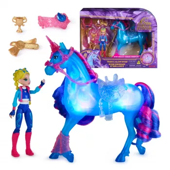 Unicorn Academy, Train & Glow Light-up River Unicorn with Isabel, Easter Gifts Idea, Dolls & Unicorn Toys for Girls, Includes 3 Training Accessories