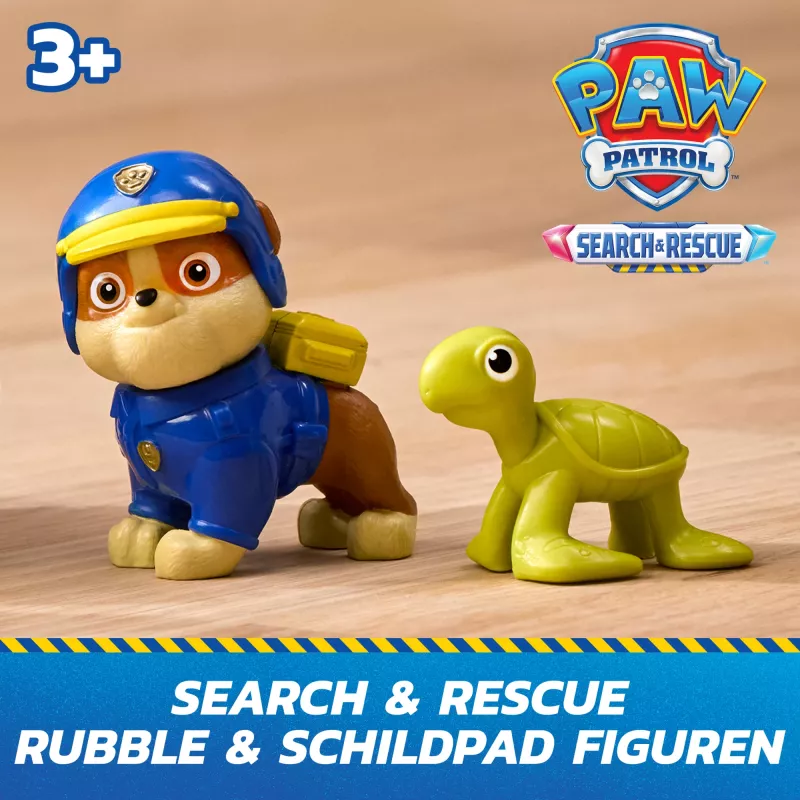 PAW Patrol : Search & Rescue, Rubble Rescue Bulldozer Vehicle with 2 Figures, Police Car Toy with Pull-Back Action, Kids Toys for Boys & Girls Ages 3+