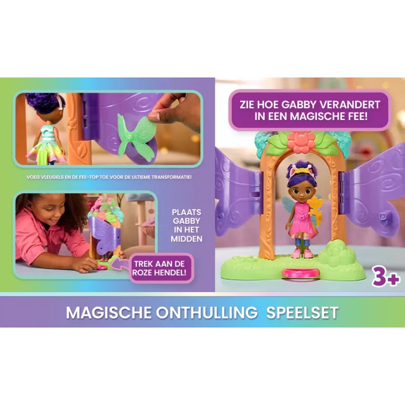 Gabby's Dollhouse Fairylandia, Fairy Magic Reveal Playset with Transforming Feature and Dollhouse Accessories, Kids Toys for Girls & Boys Ages 3 and Up