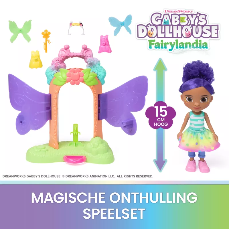 Gabby's Dollhouse Fairylandia, Fairy Magic Reveal Playset with Transforming Feature and Dollhouse Accessories, Kids Toys for Girls & Boys Ages 3 and Up