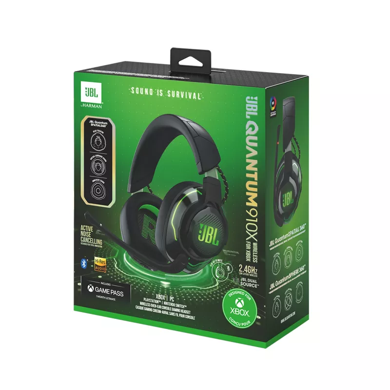 JBL Quantum 910X Headset Wired & Wireless Head-band Gaming USB Type-C Bluetooth Black, Green