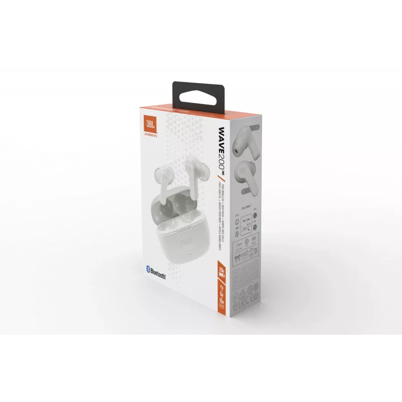 JBL Wave 200 TWS WHITE, Wireless, 20 - 20000 Hz, Music, 48 g, Headset, White