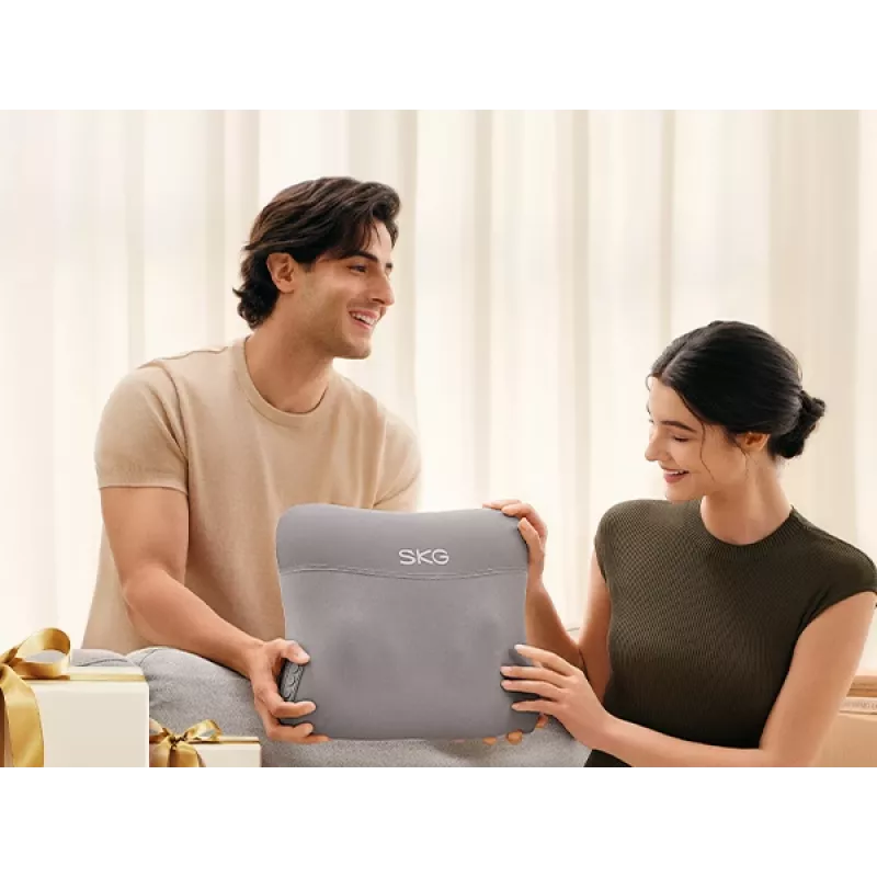 SKG VS500 Massage Pillow — Kneading Massage, Battery-Powered 10W, Built-in Battery, Grey