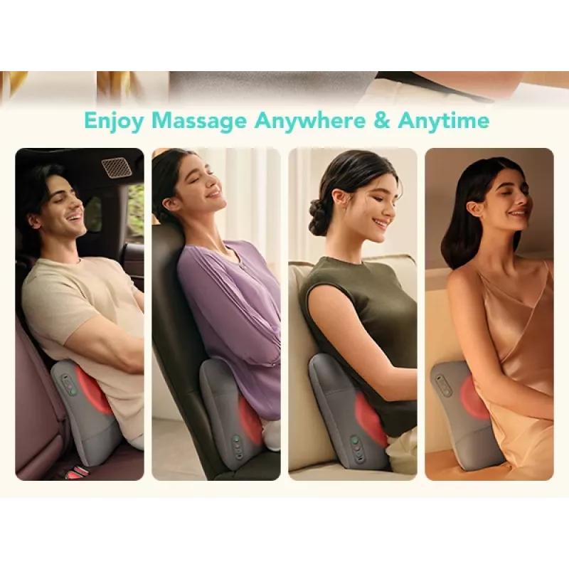 SKG VS500 Massage Pillow — Kneading Massage, Battery-Powered 10W, Built-in Battery, Grey