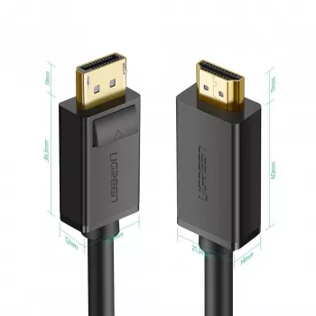Ugreen 10202 video cable adapter 2 m DisplayPort HDMI Black