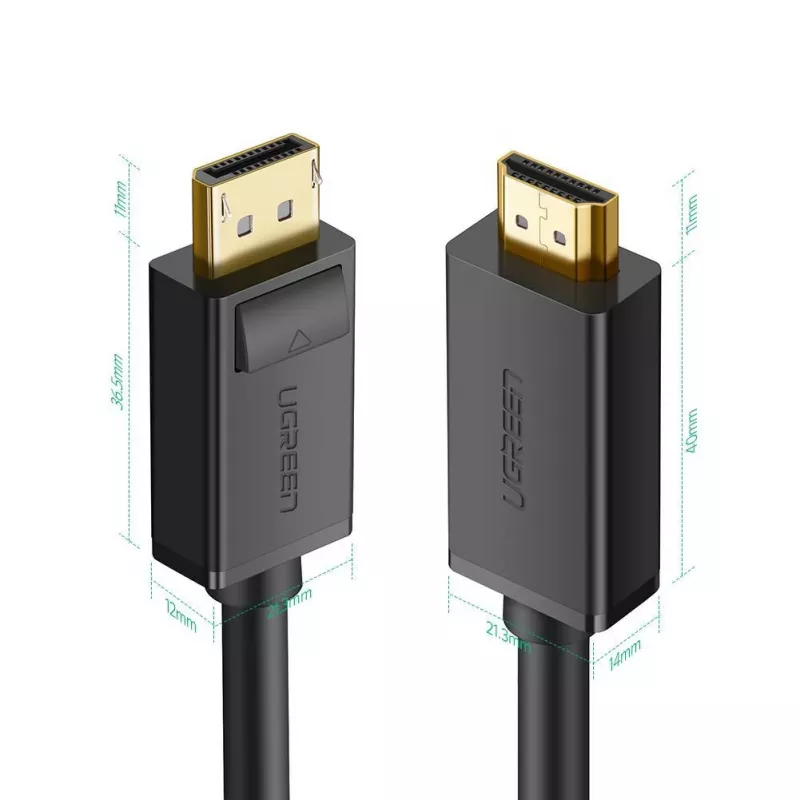 Ugreen 10202 video cable adapter 2 m DisplayPort HDMI Black