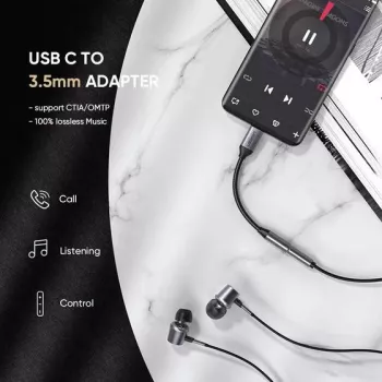 Mobile Phone Cable Ugreen 30632 USB C to 3.5mm Black