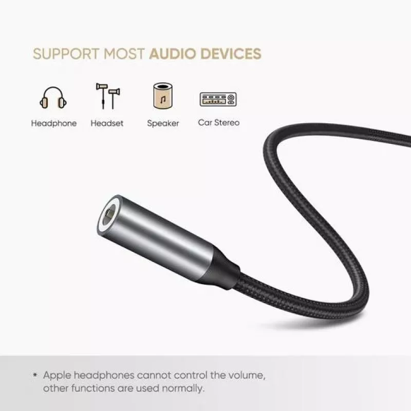Mobile Phone Cable Ugreen 30632 USB C to 3.5mm Black