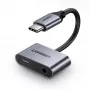 Ugreen CM193 USB-C to 3.5 mm Audio Adapter, 2-Port, Grey